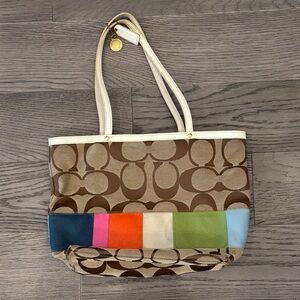 Coach Well- Loved Multicolor Signature Tote Bag